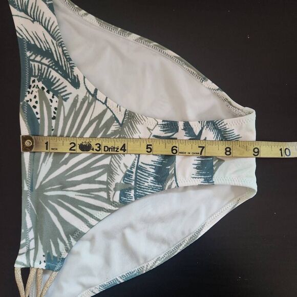Aerie Green and Gold Print Bikini Bottoms NWT Size Small Full Coverage Bottoms - Picture 12 of 13
